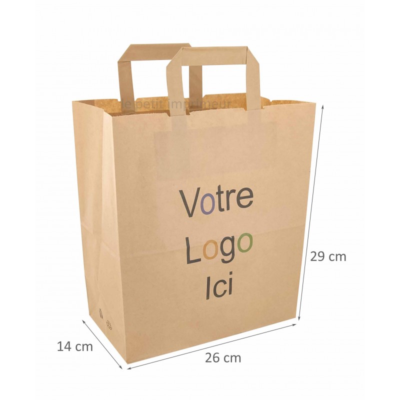 sac papier personnalisé kraft brun 26 x 29 cm soufflet de 14 cm